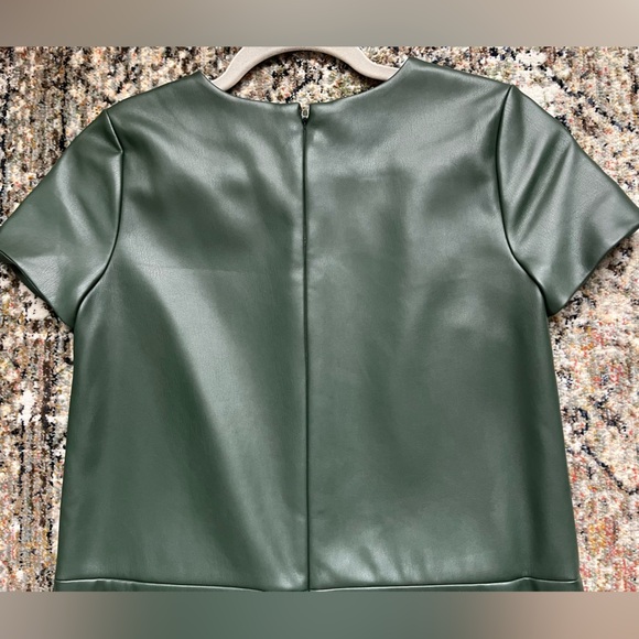 Ann Taylor Petite Green Leather Mini Dress with Pockets - Picture 8 of 16